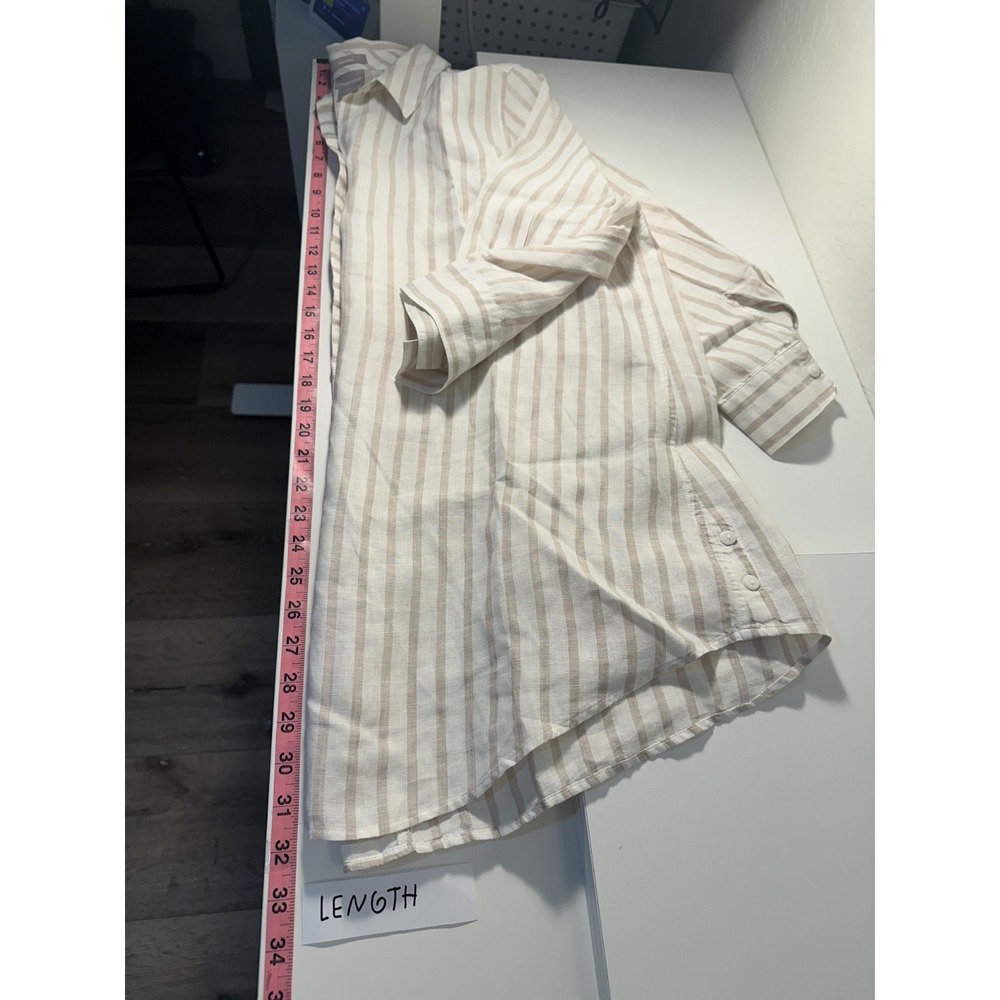 Chicos 100% Linen Womans Striped Tunic Top Size 16/18 Lagenlook Minimal Travel - Picture 13 of 16